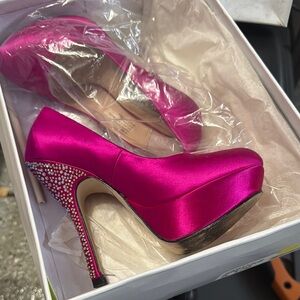 Steve Madden Pink Heels with High Stiletto and Rhinestone Accents